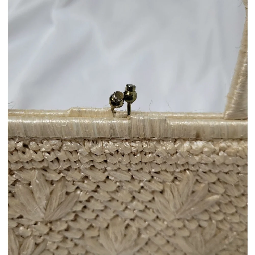 Vintage Raffia Handbag Expressly For Simon Made In Japan 1960's Kiss‎ Lock Purse - Picture 3 of 8